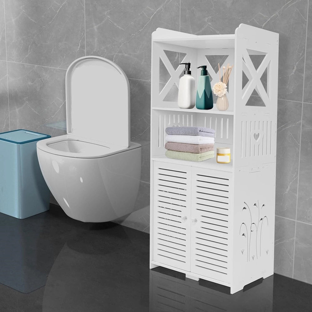 Trade Shop - Armadietto Da Bagno Multiuso Con Porta Scaffali Soggiorno Camera Cucina 40 X 25 X 90 Cm -