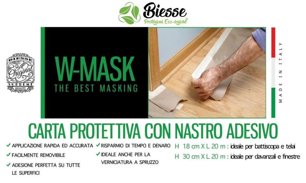 1pz w-mask carta protettiva +nastro adesivo cm 18 x 20mt cod:ferx.97379