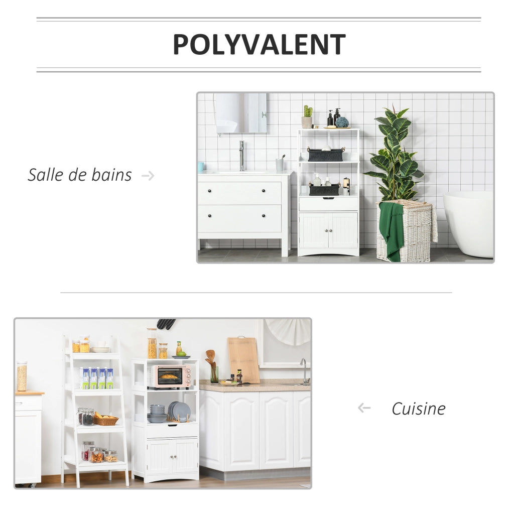 Mobile Bagno con Ante e Cassetto ¨C zephmum ¨C Bianco 60x33x122 cm