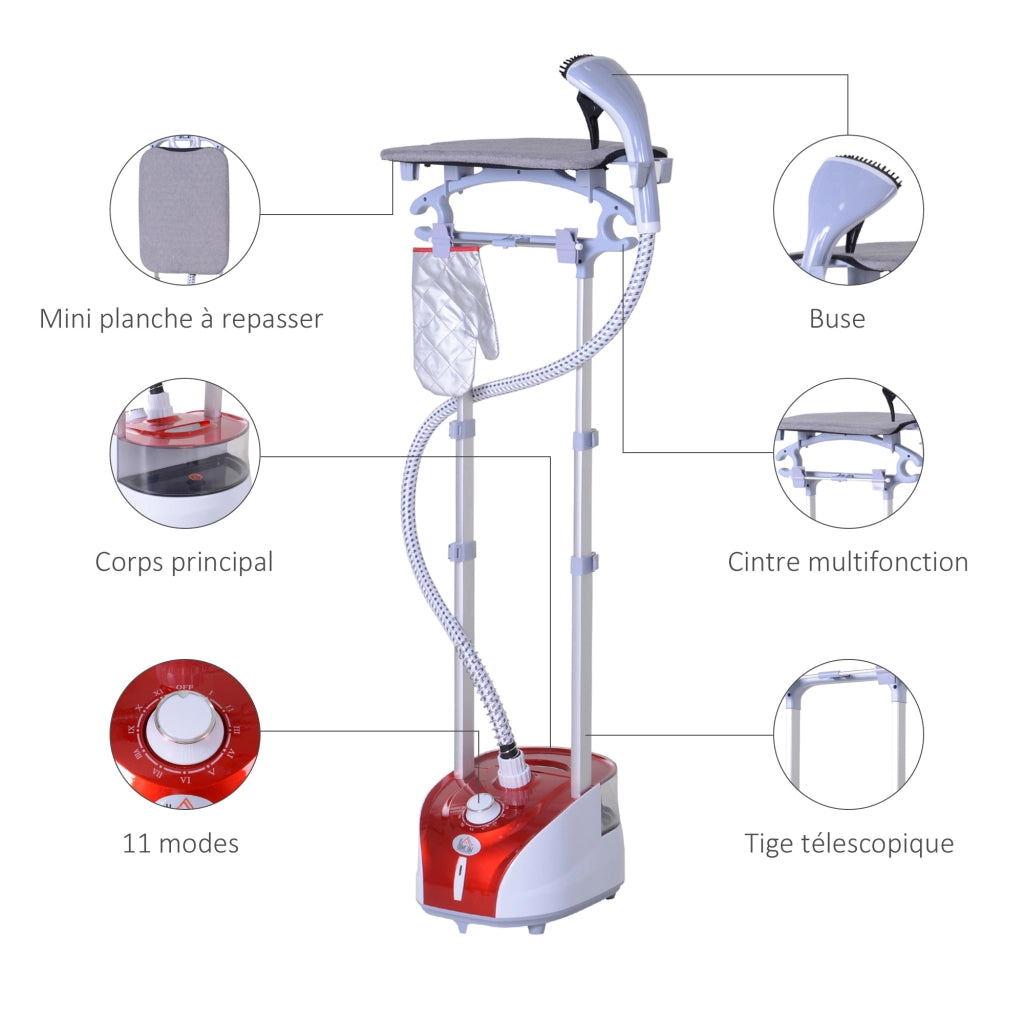 Stiratore a Vapore Verticale ¨C Minimal ¨C Rosso 1950W 2L