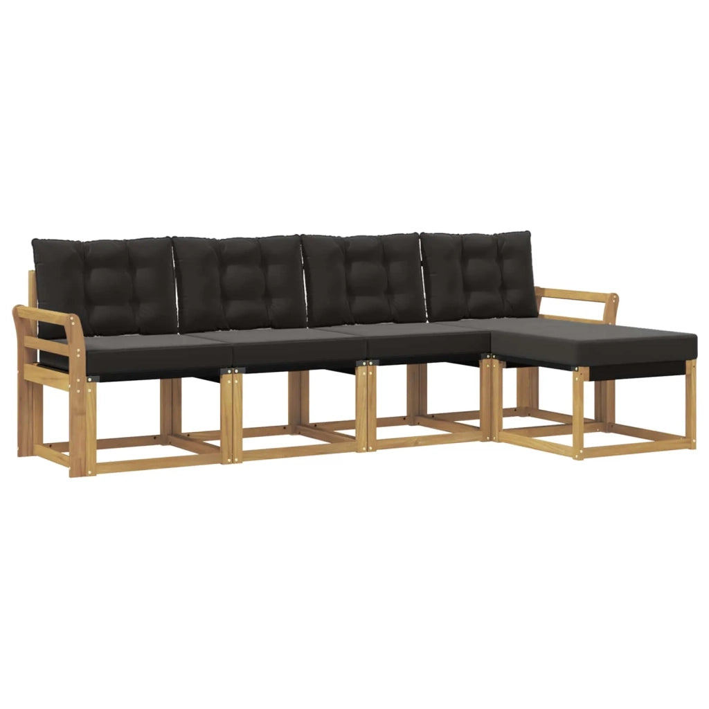 Set di divani da esterno con cuscino 5 pcs Bianco e Nero 3389382