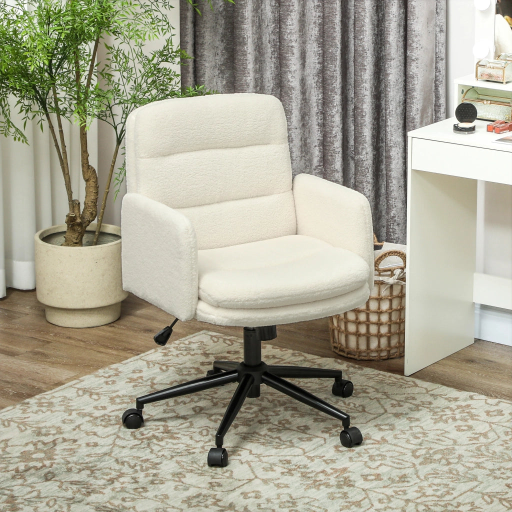 Sedia da ufficio con braccioli e rotelle ¨C Minimal ¨C crema, tessuto
