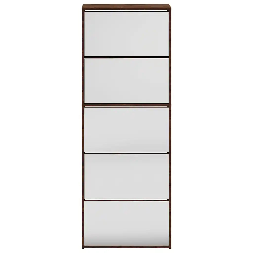 Scarpiera | Mobile per scarpe con Specchio a 5 Livelli Rovere Marrone 63x17x169,5cm