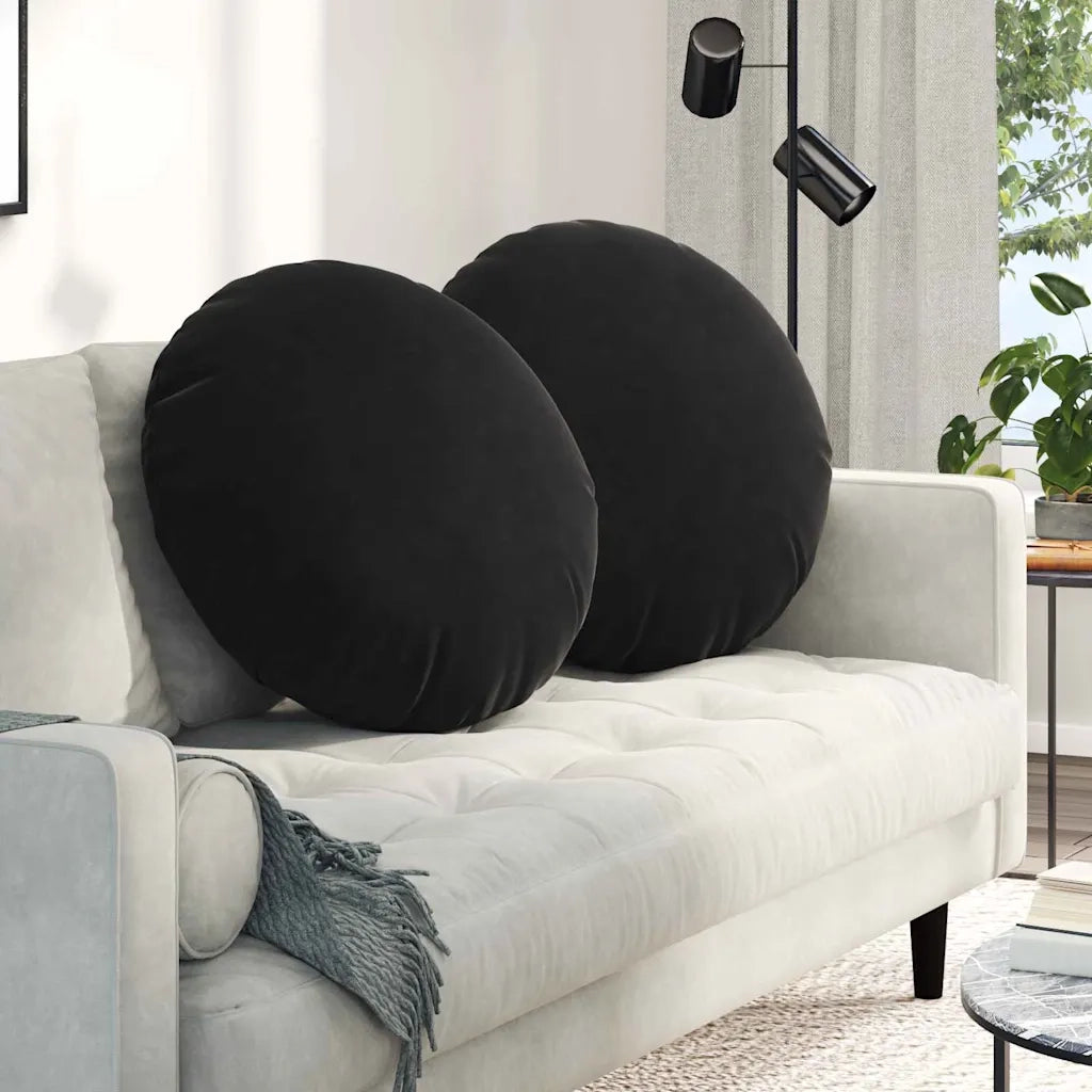 Cuscini per Seduta 2 pcs Nero Ø60 x 21 cm Velluto 42014217