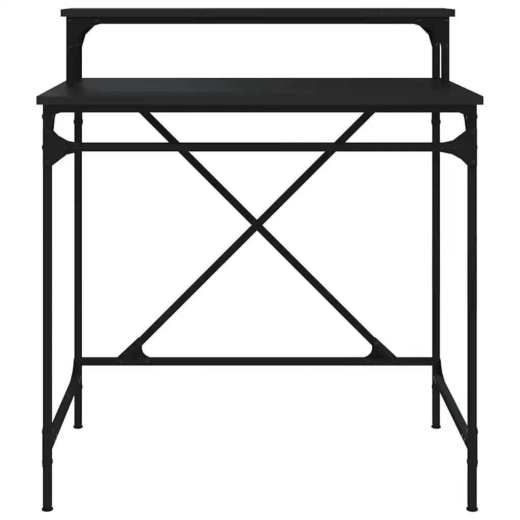 Scrivania | Tavolo da Ufficio Nera 80x50x90 cm in Legno Multistrato e Ferro