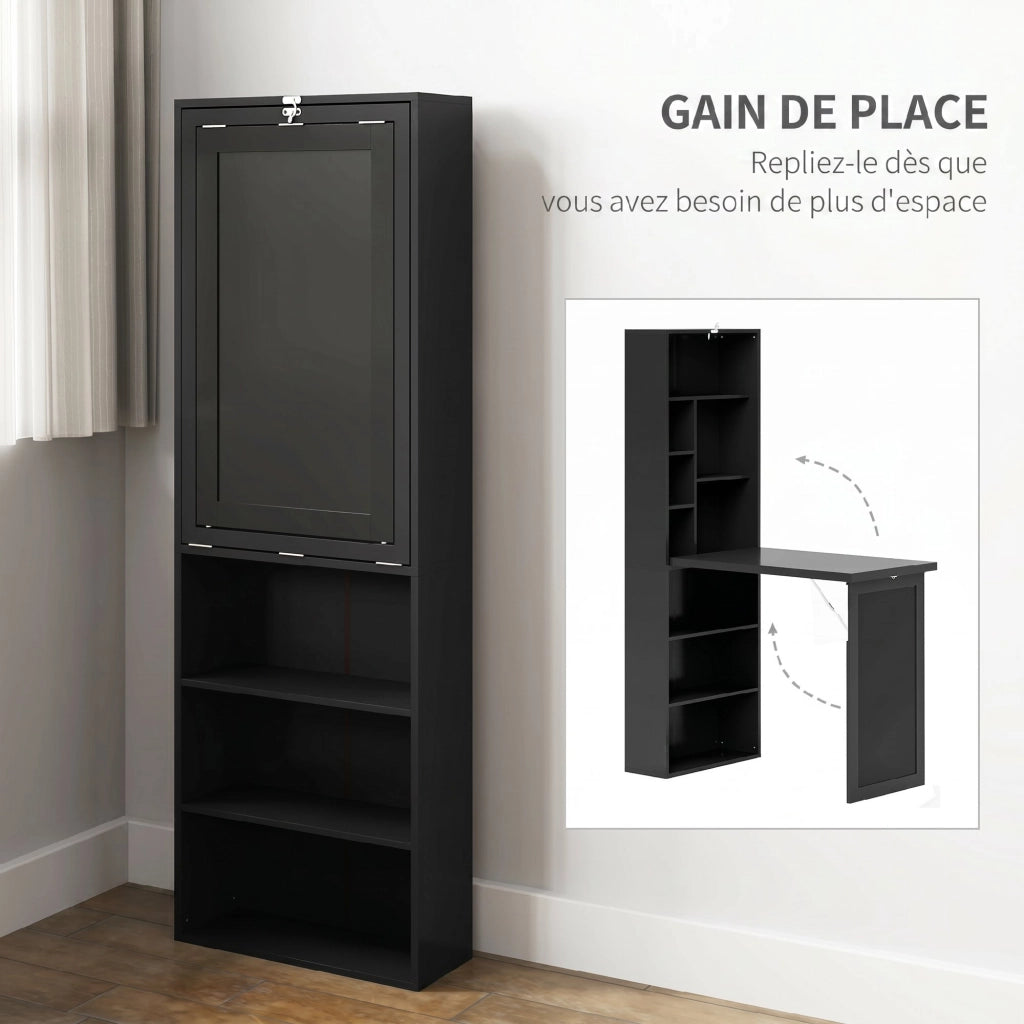 Scrivania con libreria, ripiani regolabili e lavagna ¨C Minimal ¨C 98x51x153cm, nero