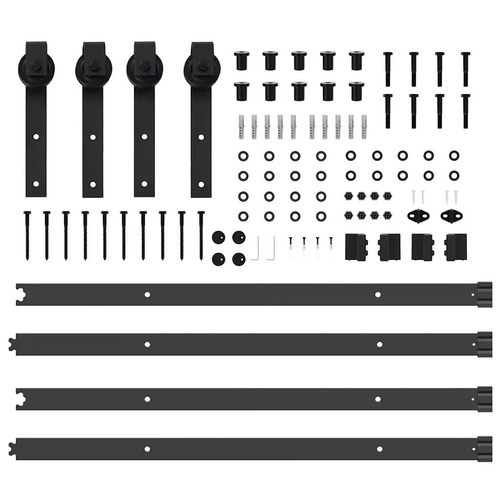 Kit di Binari per Porte Scorrevoli 213,5 cm Acciaio Nero CFW4345055