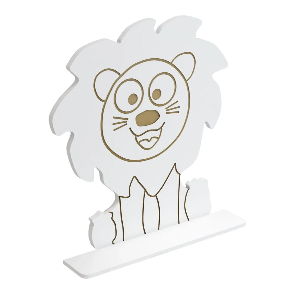 Scaffale dal design senza tempo per soggiorno/camera da letto mobiletto da parete per bambini a forma di leone 60 x 55 x 11 cm bianco 03_0011256