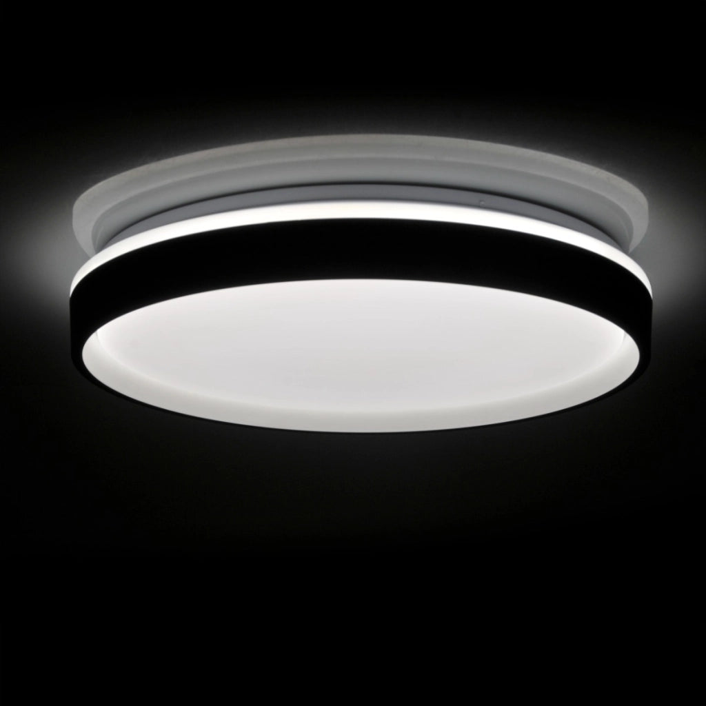 Plafoniera LED 48W tonda 38cm nera con telecomando IP44