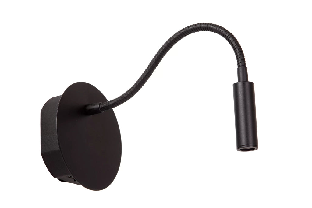 Applique nera LED 2W USB ricaricabile braccio flessibile