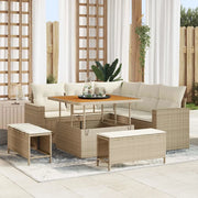 Set Divano da Giardino 8 pcs Beige polyrattan