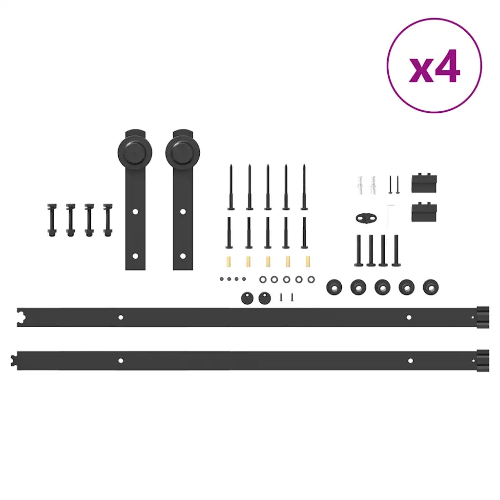 Kit di Binari per Porte Scorrevoli 427 cm Acciaio Nero CFW2166231