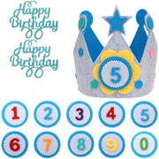 Cronometro di compleanno con numeri intercambiabili - Tela - 10 numeri 0-9 - Unisex - Dimensioni 57,5 x 18,5 cm - Inclusi bandierine - Accessorio di compleanno