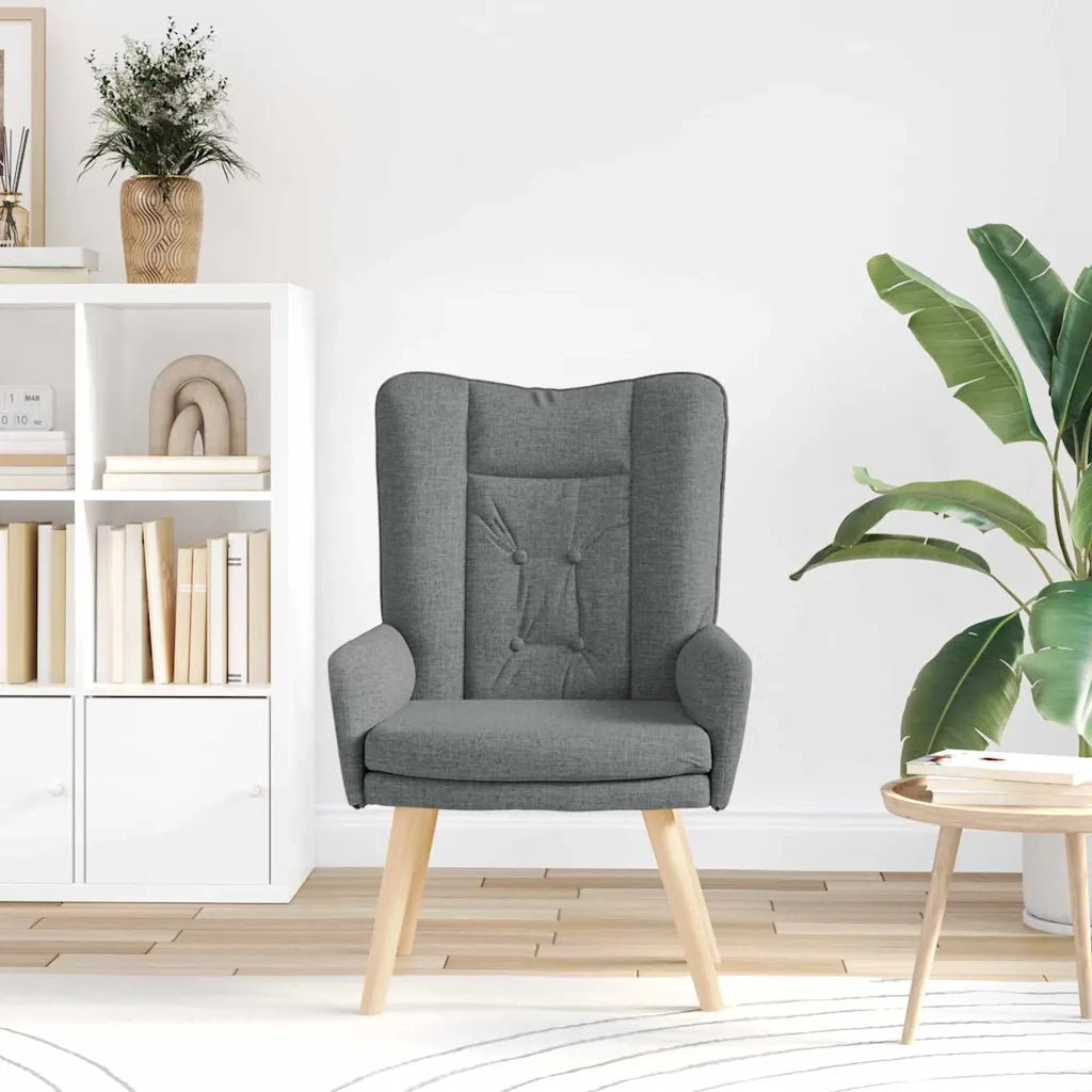 Poltrona | Sedia Relax Grigio scuro 63 x 67 x 94 cm Tessuto e compensato