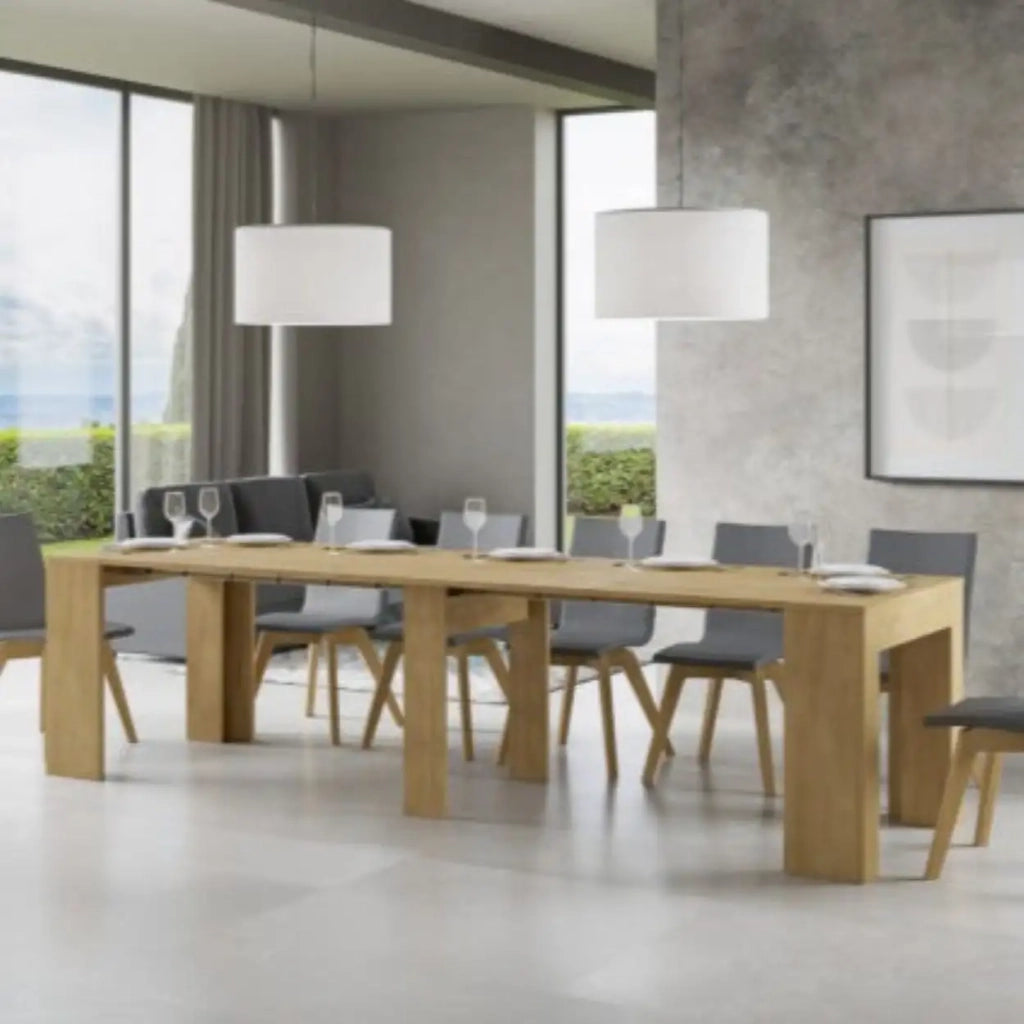 Consolle allungabile 90x49/307 cm Extra quercia natura allunghe interne