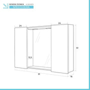 Specchio contenitore 91x61 cm grigio con pensili laterali e LED Desya