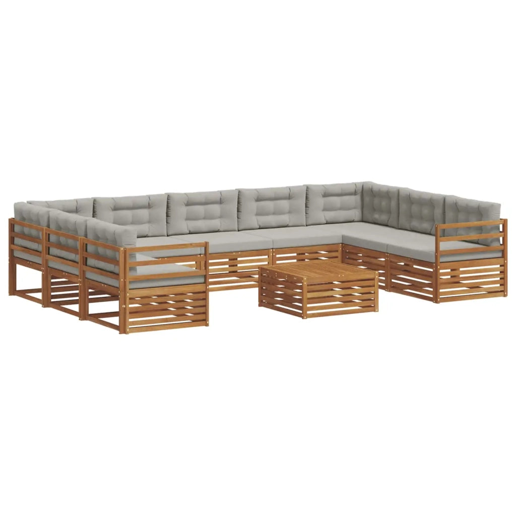 Set di divani da esterno 10 pcs Grigio Naturale e Chiaro 3374151