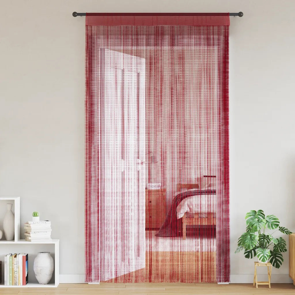 2 pz Tende a Fili 100x250 cm Rosso Borgogna