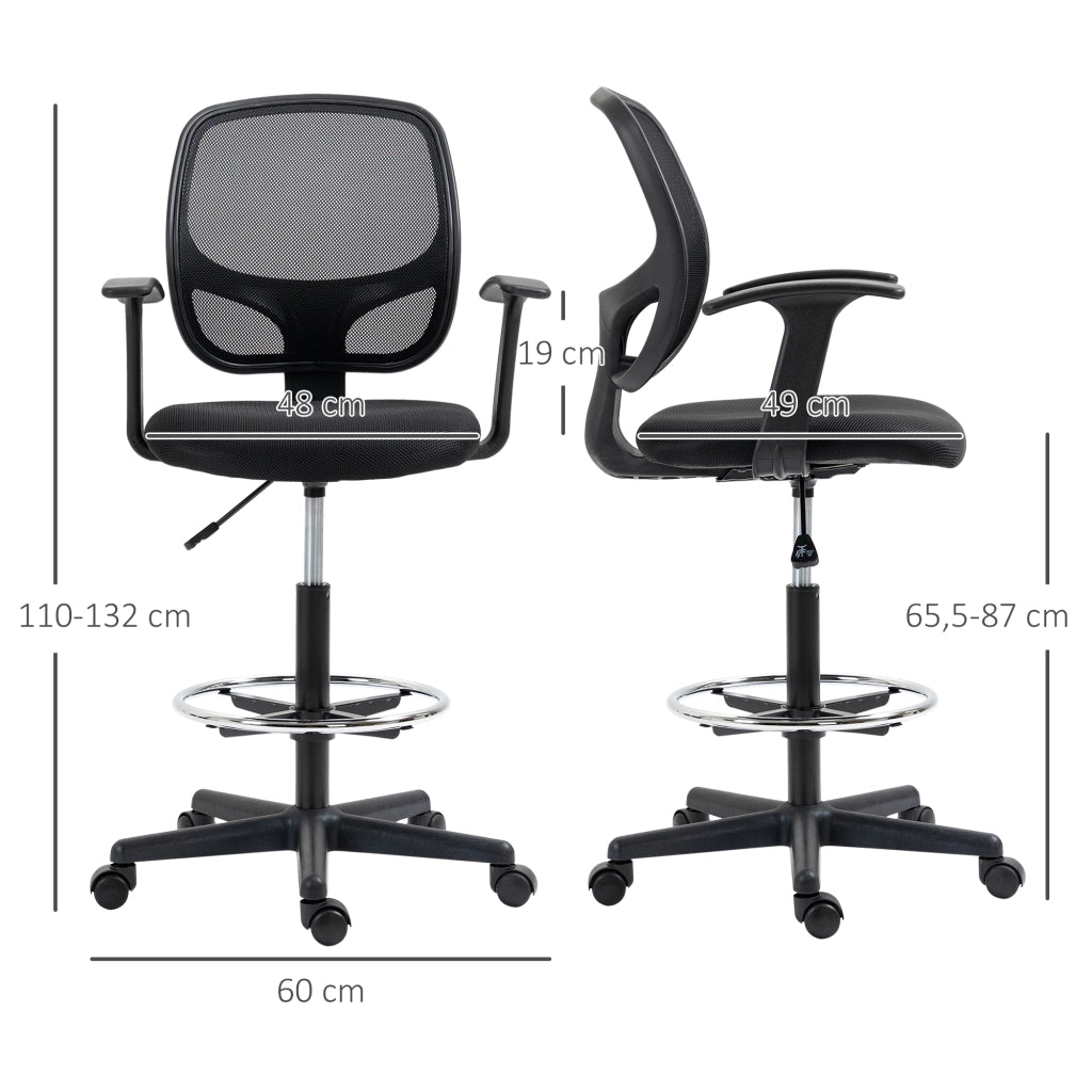Sedia da ufficio ergonomica con rete ¨C Minimal ¨C nera 60x56x110-132cm