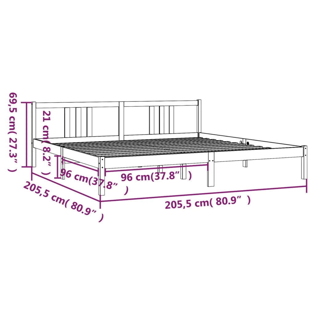 Letto matrimoniale | Letto per adulti | Giroletto senza Materasso in Legno Massello 200x200 cm