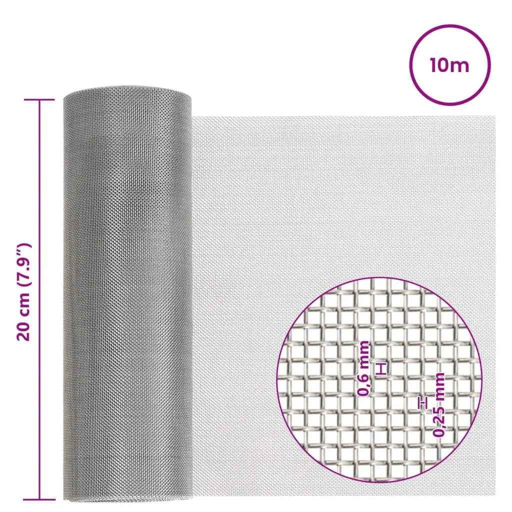 Rete per schermatura 20 x 1000 cm 30 Mesh Argento 42039546