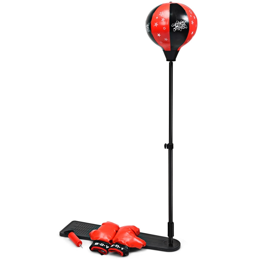 Set da boxe per bambini e bambine, Palla da boxe con altezza regolabile pompa manuale e guanti da boxe-Boxe