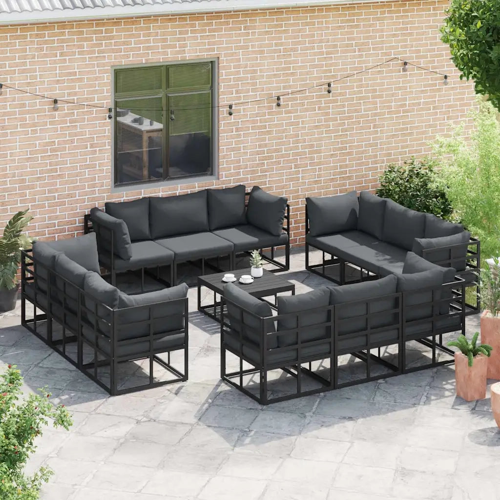 Set Divano da Giardino 13 pcs Nero Metallo 3378845