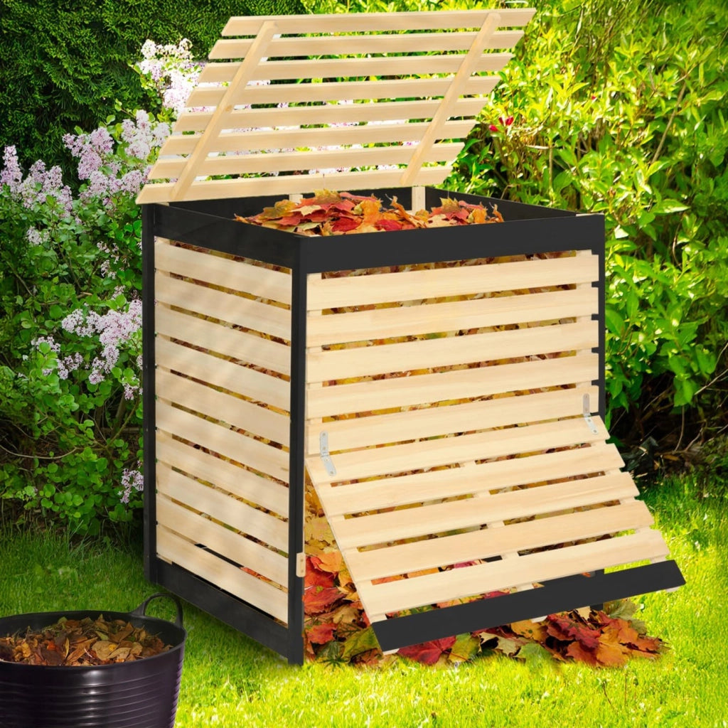 Bidone per compost in legno da 500 litri
