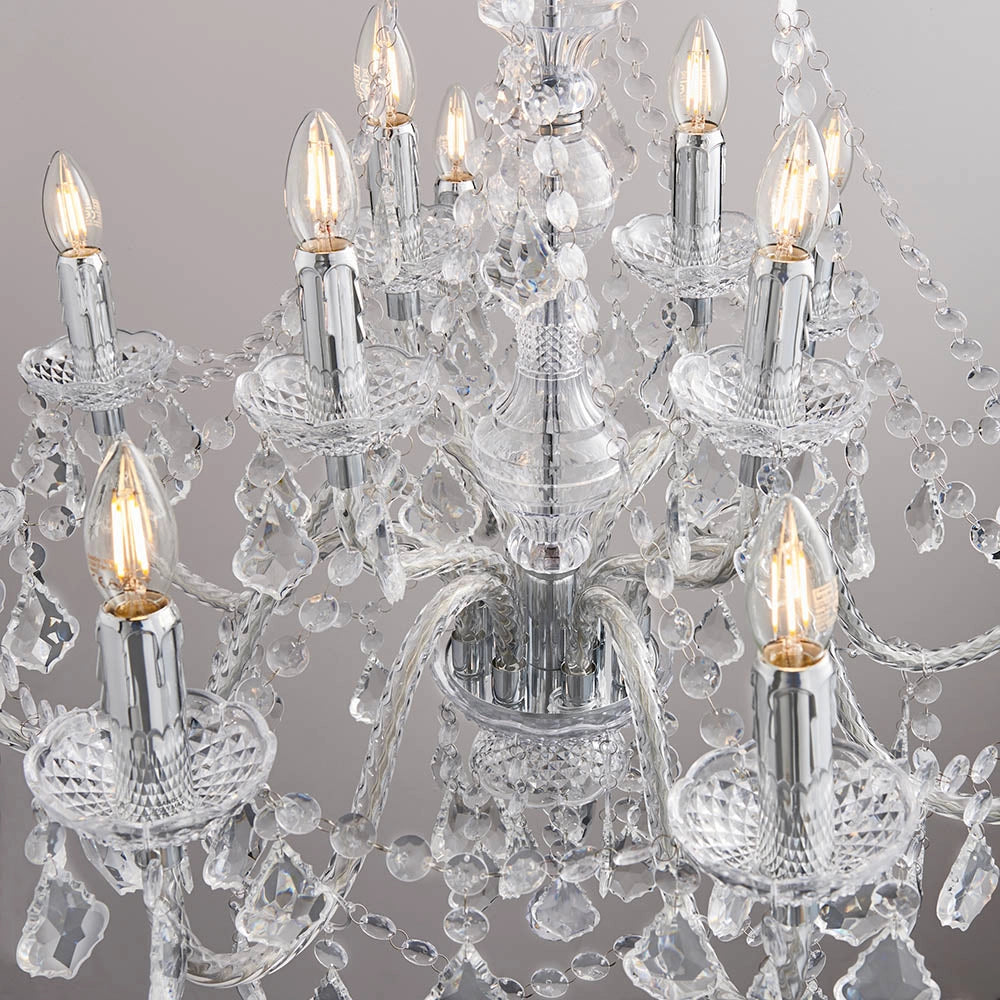 Lampadario glamour acrilico trasparente 12xE14 Endon