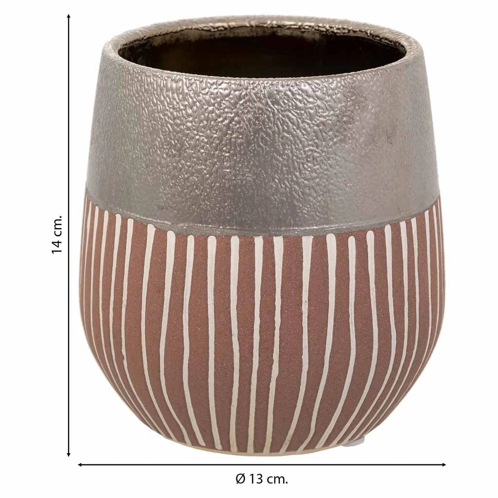 Vaso in ceramica argento 13x13x14h