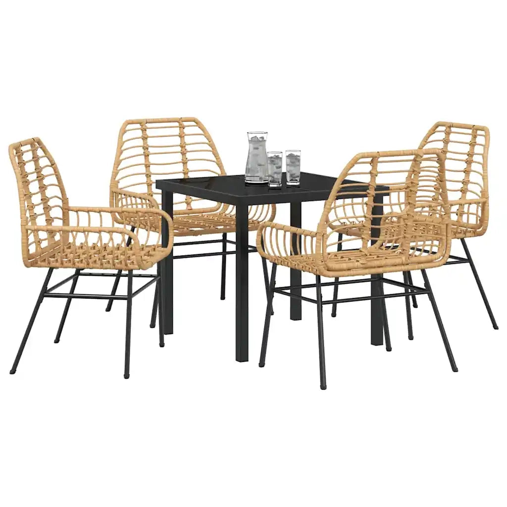 Set da Pranzo per Giardino 5 pcs Marrone polyrattan