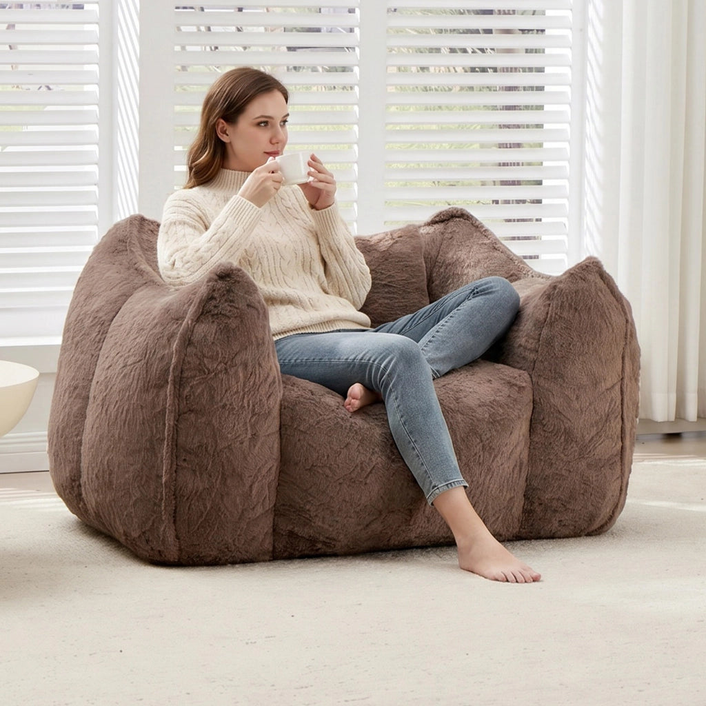 Poltrona sacco gigante con cuscino ¨C Xylo ¨C tessuto similpelle color kaki per soggiorno