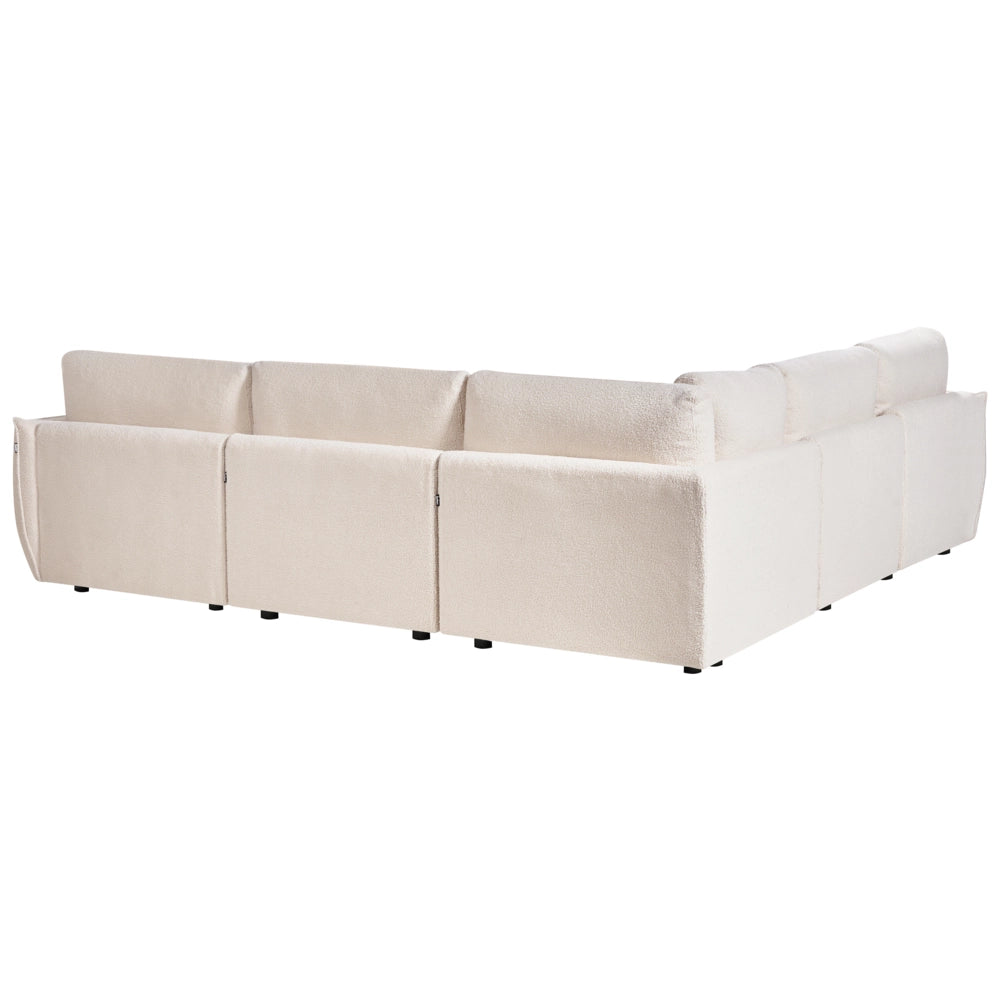 Divano angolare destro Bianco sporco Boucle 5 posti Divano componibile modulare con cuscini Soggiorno moderno