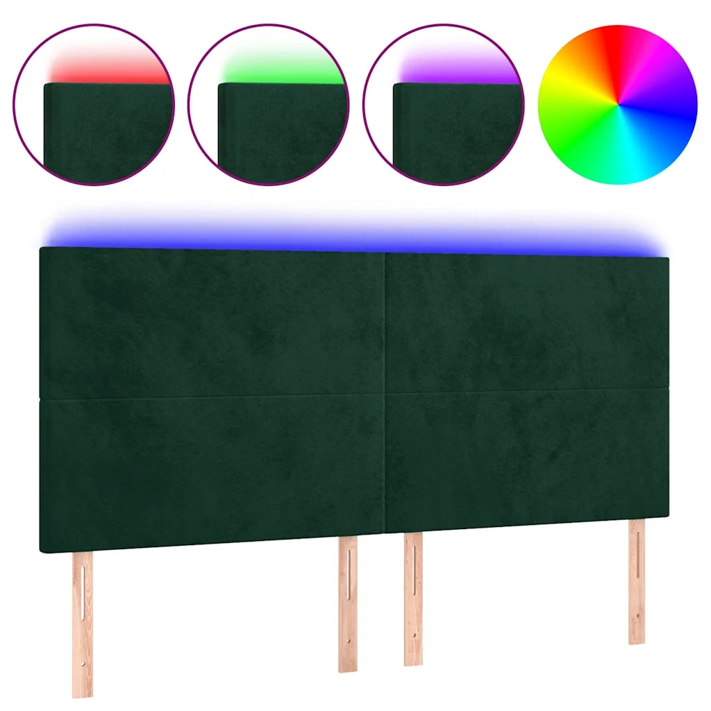 Testiera | Testata a LED Verde Scuro 180x5x118/128cm in Velluto