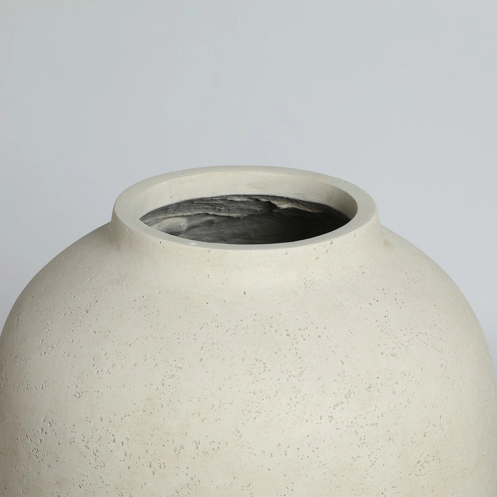 Vaso Rotondo da Giardino Handmade ¨C Xylo ¨C Cemento, Bianco, 30x51 cm