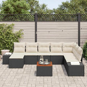 Set Divano da Giardino 9 pcs Nero e bianco