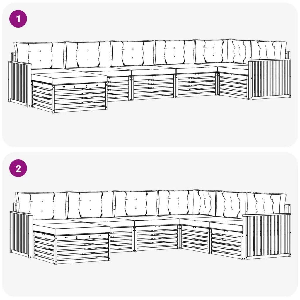 Set divani con cuscino 7 pcs Grigio Naturale e Chiaro 3373816