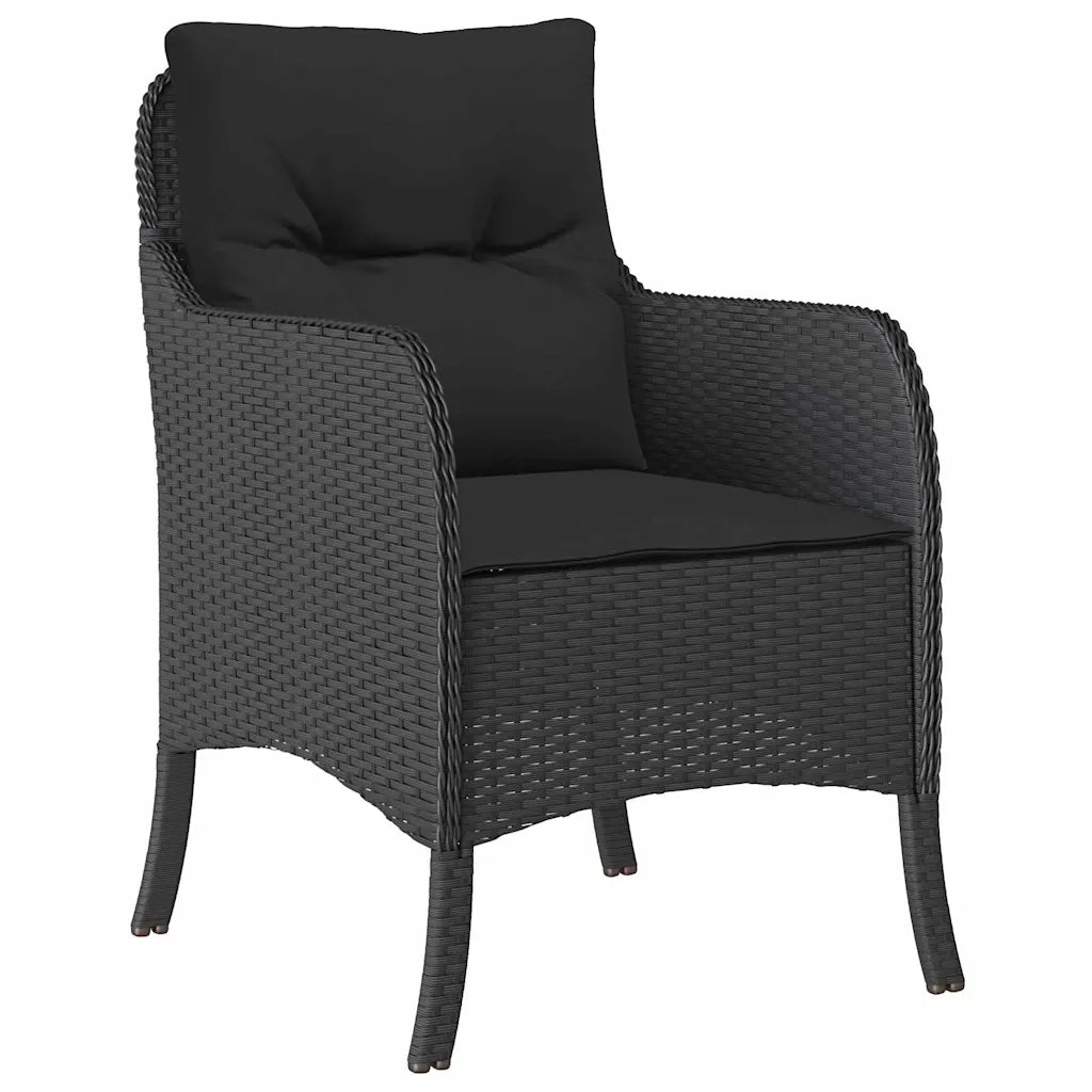 Set da Pranzo per Giardino con cuscino 5 pcs Nero polyrattan