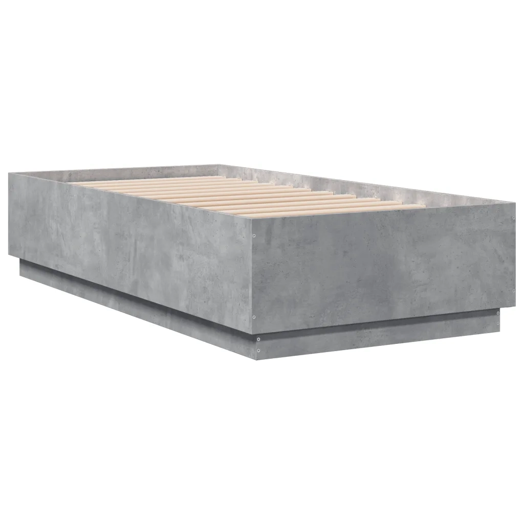 Letto singolo | Letto per adulti | Giroletto Grigio Cemento 90x190 cm in Legno Multistrato