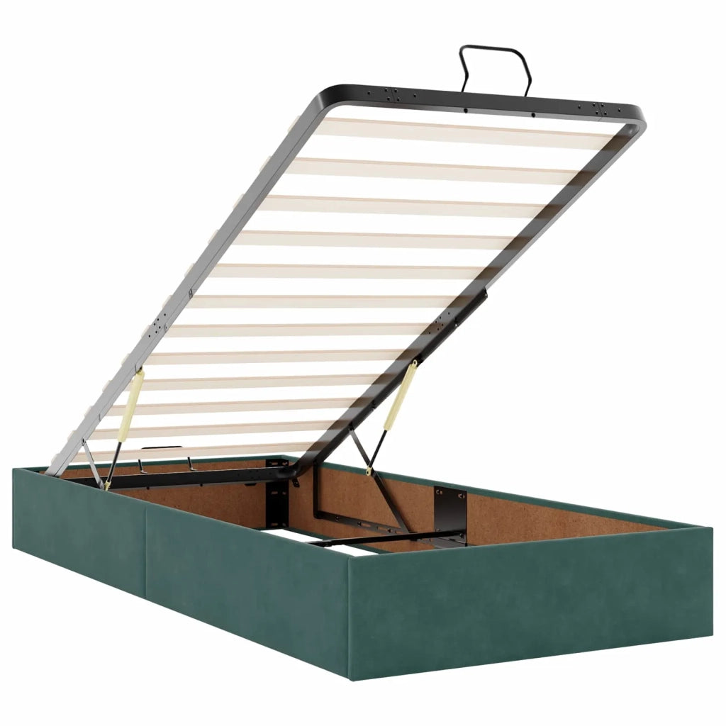 Letto Ottomano con Materasso e LED Verde Scuro 100 x 200 cm 3458358