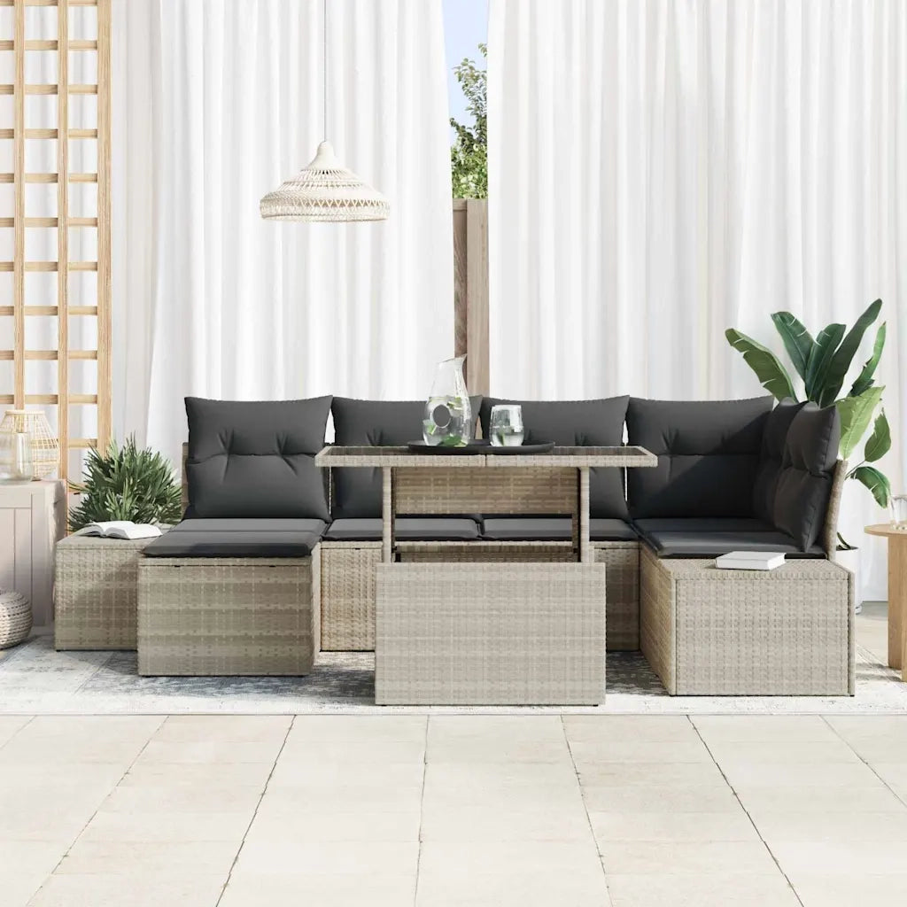 Set Divano da Giardino con cuscino 7 pcs Grigio chiaro 3349218