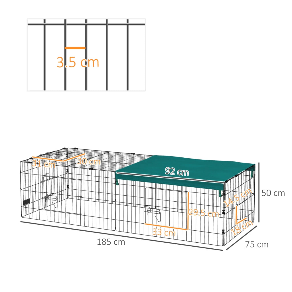 Gabbia per Conigli ¨C Minimal ¨C Verde Acciaio 185x75x50cm