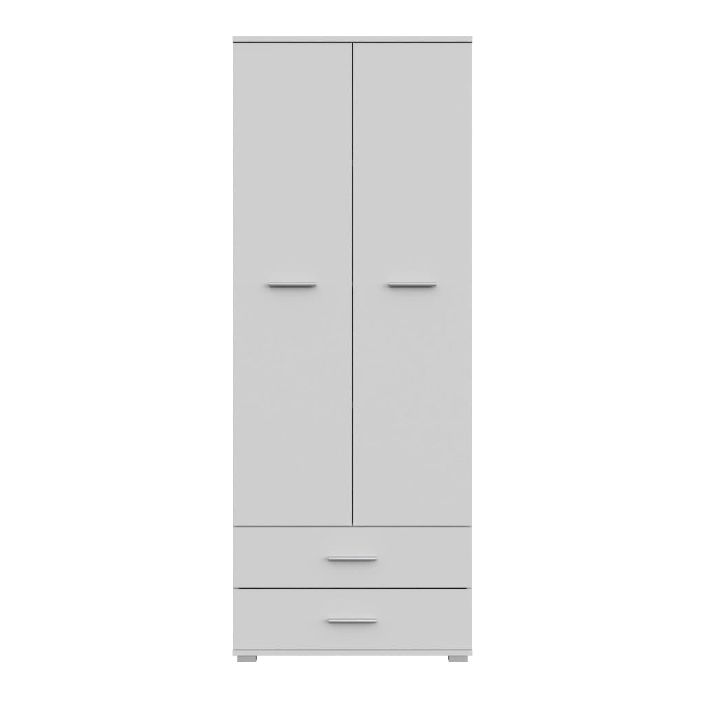 Armadio FAUSKE - 2 Cassetti - Bianco - Larghezza 69 cm, Altezza 180 cm, Profondit? 36 cm