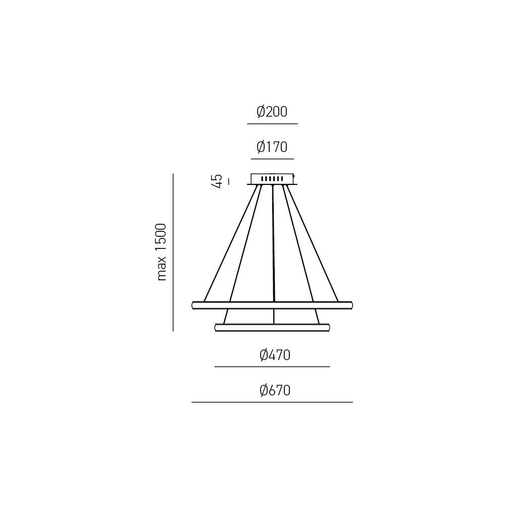 Lampada a sospensione IOLE S/2 - Struttura in alluminio bianco, LED 40W 2450lm 3000K, Dimmerabile taglio fase+push - Design Gealuce