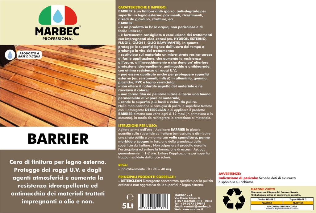 Cera per legno BARRIER   5LTx4Pz