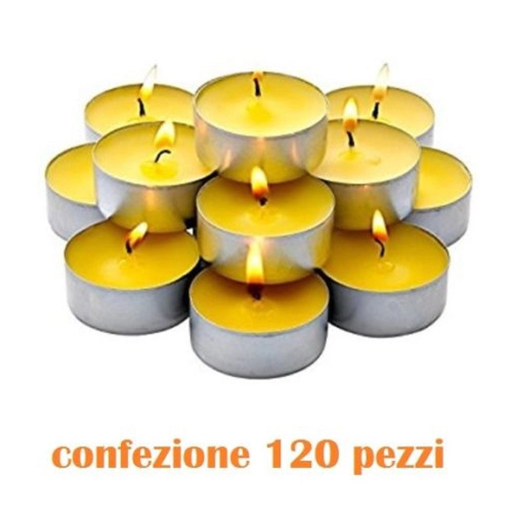 Trade Shop - Set 120 Pezzi Candele Bianche Profumate Fragranza Limone Tealight Lumini -