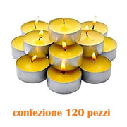 Trade Shop - Set 120 Pezzi Candele Bianche Profumate Fragranza Limone Tealight Lumini -