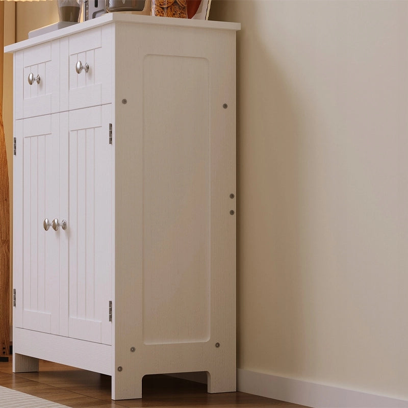Mobiletto da bagno con cassetti e 2 ante, stile loft scandinavo, bianco