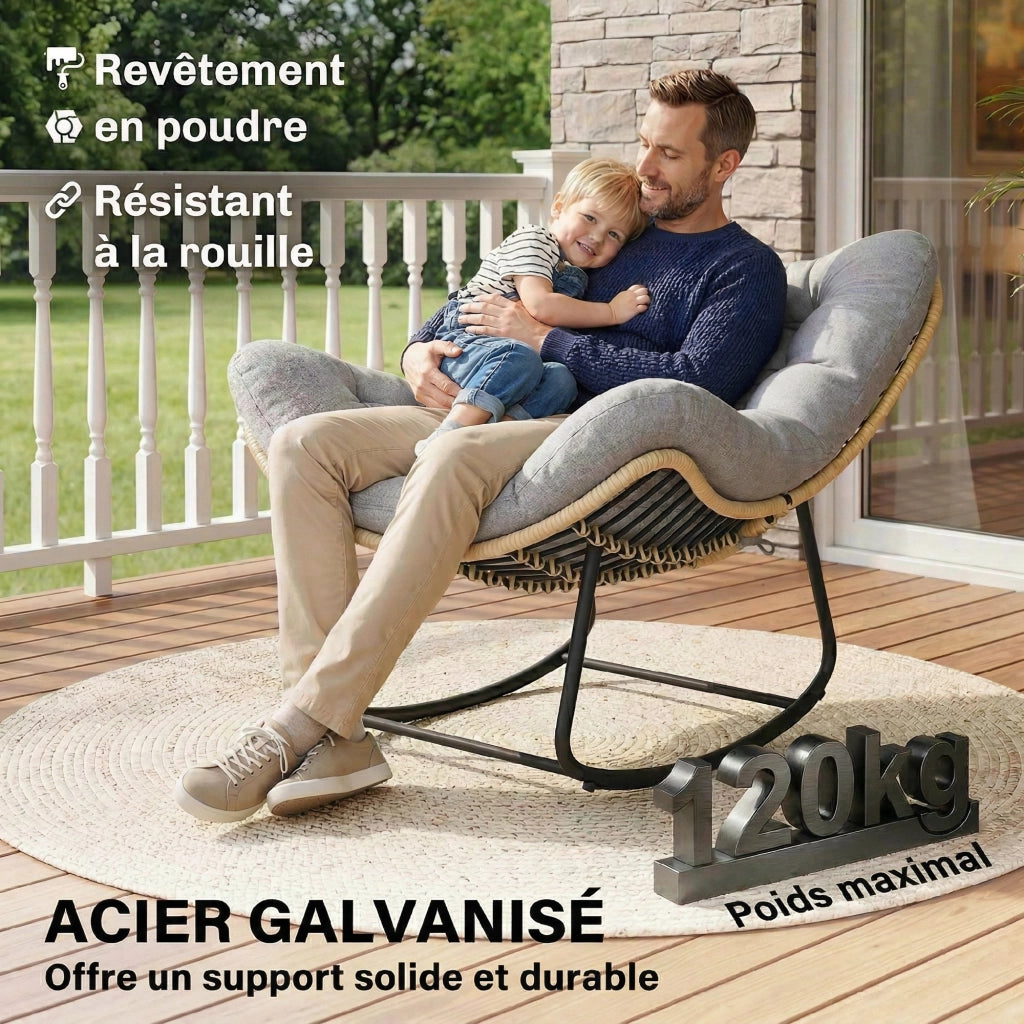 Poltrona dondolo da giardino ¨C Minimal ¨C Grigio