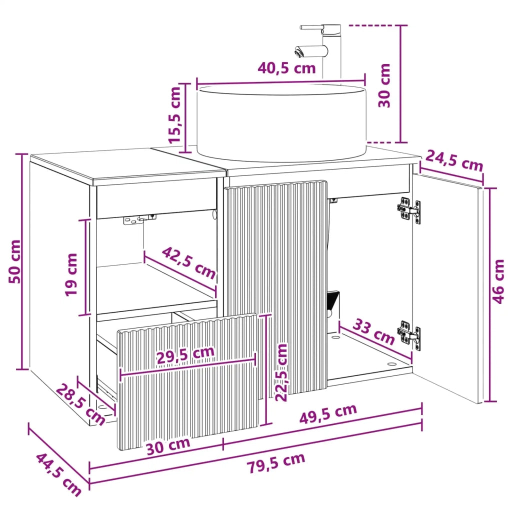 Set di mobili per il bagno 2 pz Nero Legno ingegnerizzato 3404105